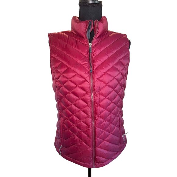 Bass Outdoor Jackets & Blazers - Bass Outdoor Womens Chevron Quilted Down Puffer Vest M Nylon Down Maroon Travel